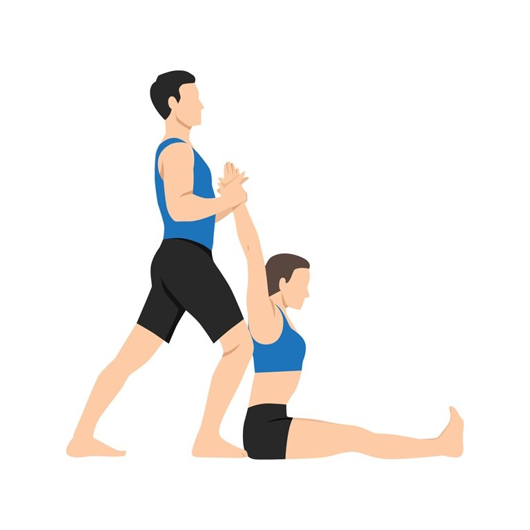 Seated Forward Bend with Partner (Paschimottanasana)